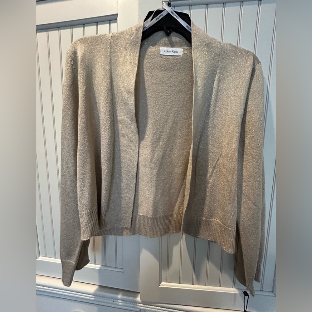 Calvin Klein Cream Cardigan Sweater Lightweight Knit